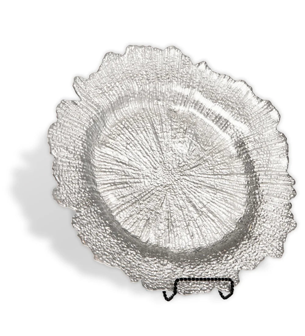 Silver Leaf Glass Charger Plate