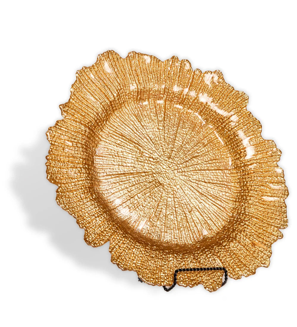 Gold Leaf Glass Charger Plate