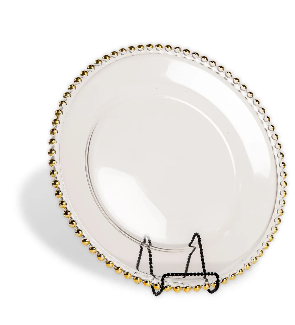Gold Glass Beaded Charger Plate