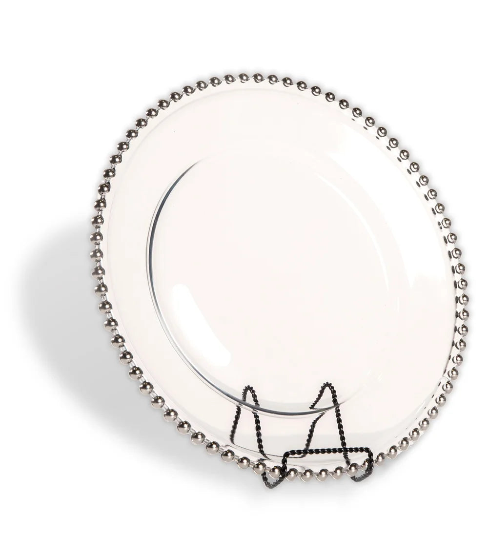Silver Glass Beaded Charger Plate