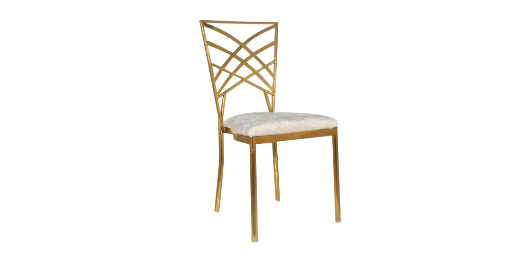 Gold Cross Back Chair With White Cushion