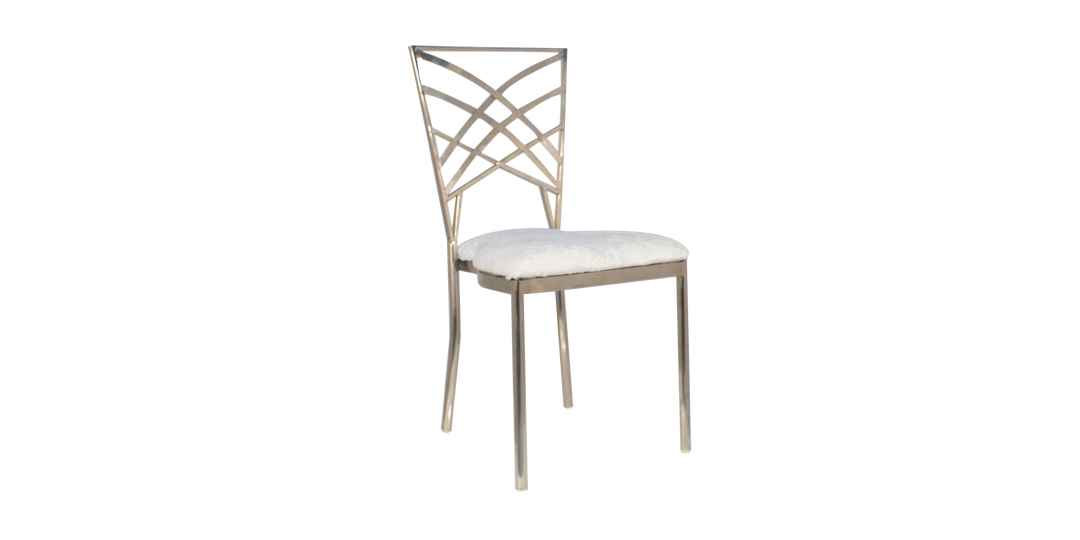 Silver Cross Back Chair With White Cushion